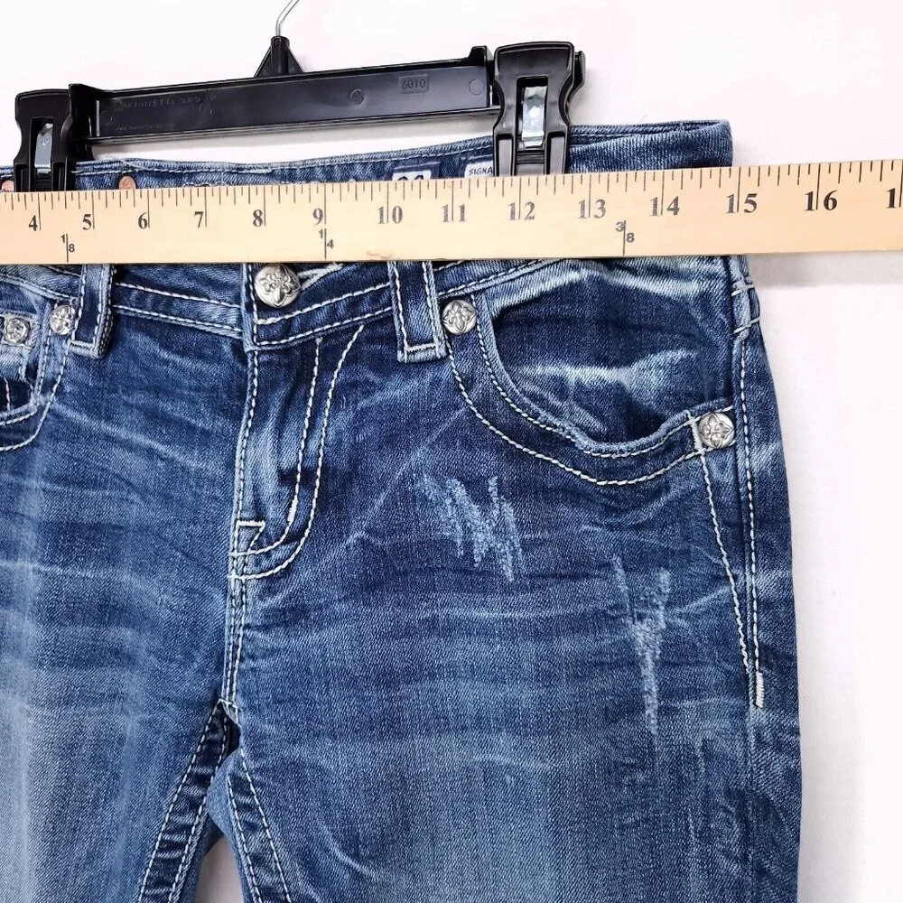Miss Me Jeans Women Size 28 Blue Signature Rise Boot Stretch Thick Stitch_12